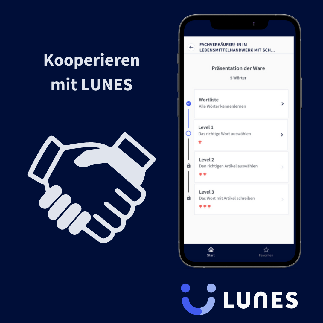 Eine Grafik mit einem Handschlag zu Kooperationsmöglichkeiten mit der Lunes-App